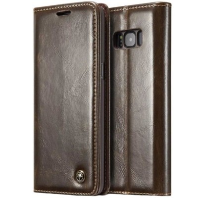 Samsung Galaxy S8+ (G955) „CaseMe“ solīds atvēramais ādas brūns maciņš - maks / Vacins.lv