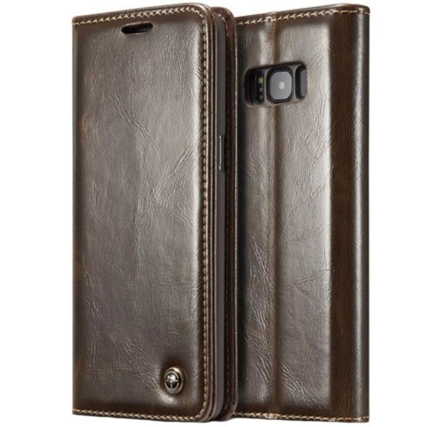 „CaseMe“ solīds atvēramais ādas maciņš - brūns (Galaxy S8+)