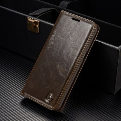 Samsung Galaxy S8+ (G955) „CaseMe“ solīds atvēramais ādas brūns maciņš - maks / Vacins.lv