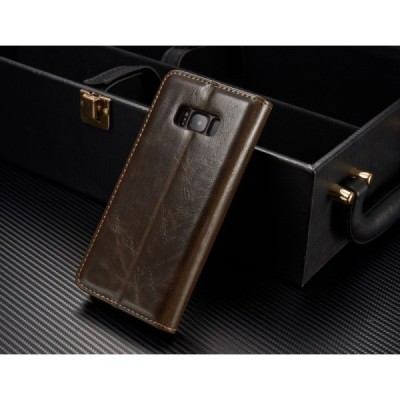 Samsung Galaxy S8+ (G955) „CaseMe“ solīds atvēramais ādas brūns maciņš - maks / Vacins.lv