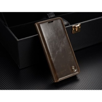 Samsung Galaxy S8+ (G955) „CaseMe“ solīds atvēramais ādas brūns maciņš - maks / Vacins.lv