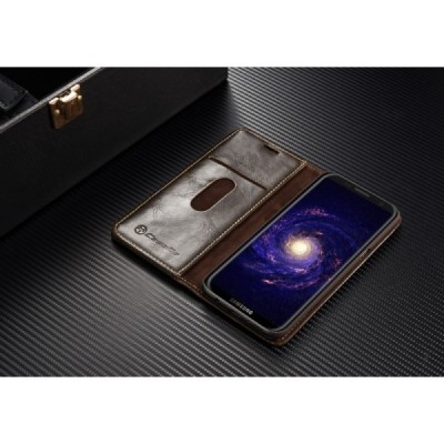 Samsung Galaxy S8+ (G955) „CaseMe“ solīds atvēramais ādas brūns maciņš - maks / Vacins.lv