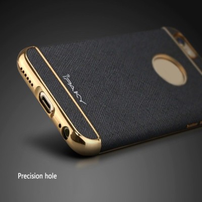 Apple iPhone 6 / 6s „IPAKY“ Luxury cieta silikona (TPU) melns apvalks (apmales - zeltā krāsā) / Vacins.lv