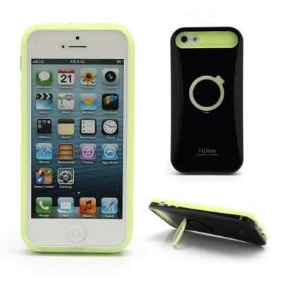 Melns tumsā spīdošs „i-Glow“ silikona, plastmasas Apple iPhone 5, 5S apvalks / Vacins.lv