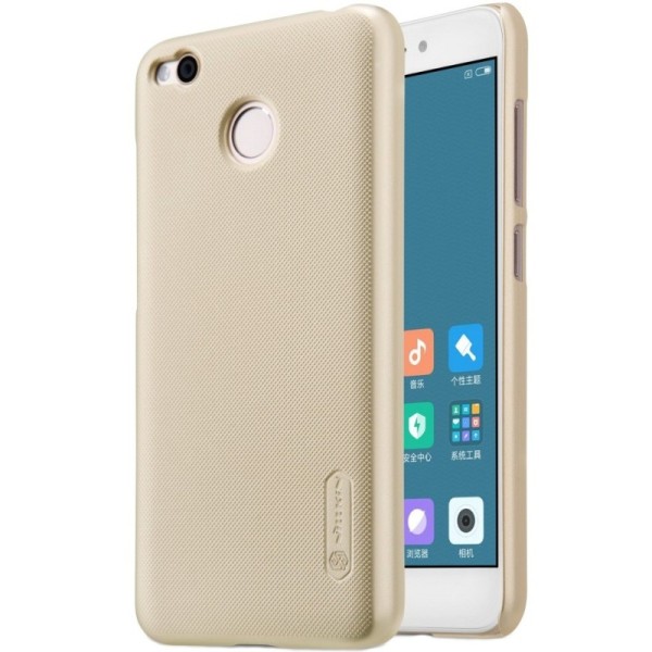 „Nillkin“ Frosted Shield dėklas - auksinis + apsauginė ekrano plėvelė (Redmi 4X)