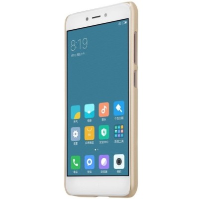 Xiaomi Redmi 4X Nillkin Frosted Shield auksinis plastikinis dėklas + apsauginė ekrano plėvelė / Priedai.lt