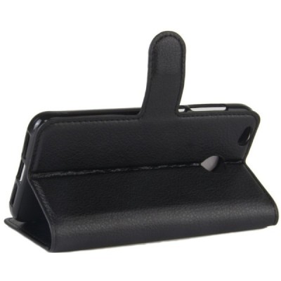 Xiaomi Redmi 4X atverčiamas juodas odinis dėklas - piniginė / Priedai.lt