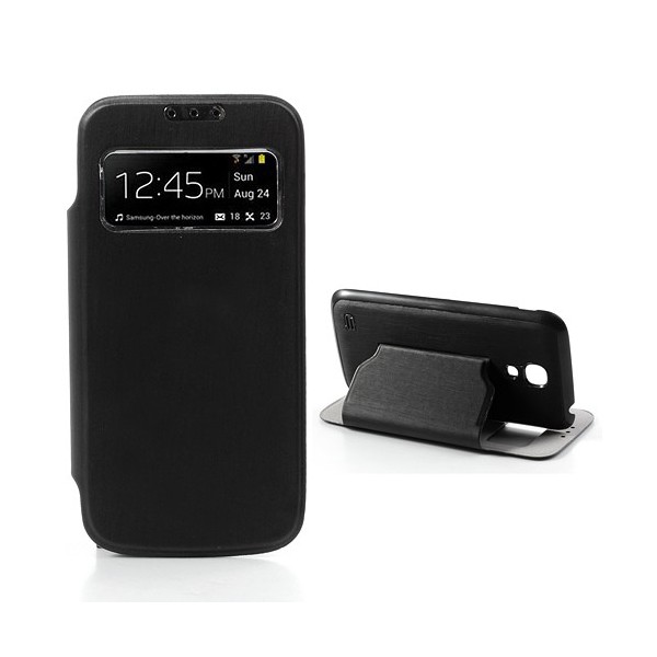 Atverčiamas „S-View“ stiliaus dėklas - juodas (Galaxy S4 mini)