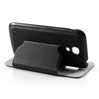 Atverčiamas „S-View“ juodas Samsung Galaxy S4 Mini dėklas (Dėkliukas) / Priedai.lt