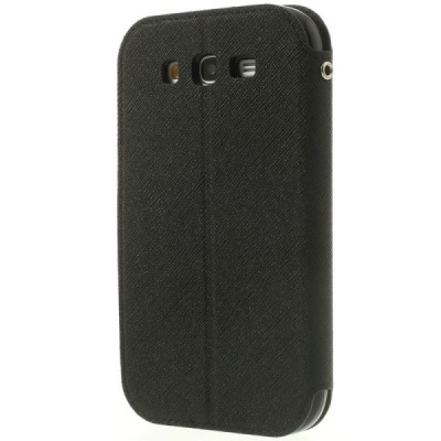 Roar Diary atverčiamas Samsung Galaxy Grand Neo (Lite) juodas odinis dėklas / Priedai.lt