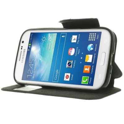 Roar Diary atverčiamas Samsung Galaxy Grand Neo (Lite) juodas odinis dėklas / Priedai.lt