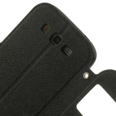 Roar Diary atverčiamas Samsung Galaxy Grand Neo (Lite) juodas odinis dėklas / Priedai.lt