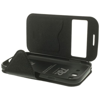 Roar Diary atverčiamas Samsung Galaxy Grand Neo (Lite) juodas odinis dėklas / Priedai.lt