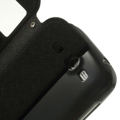 Roar Diary atverčiamas Samsung Galaxy Grand Neo (Lite) juodas odinis dėklas / Priedai.lt