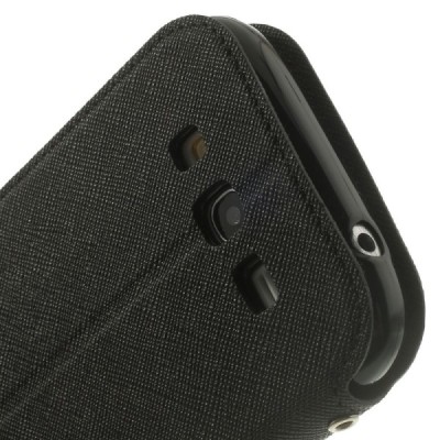 Roar Diary atverčiamas Samsung Galaxy Grand Neo (Lite) juodas odinis dėklas / Priedai.lt