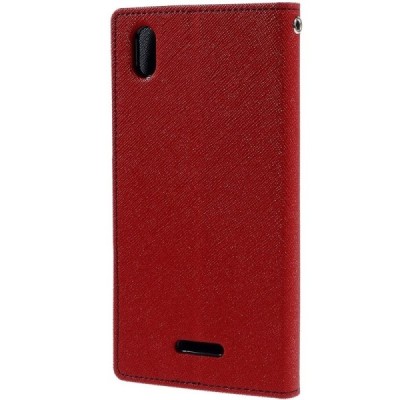Sony Xperia T3 Mercury raudonas atverčiamas dėklas - piniginė / Priedai.lt