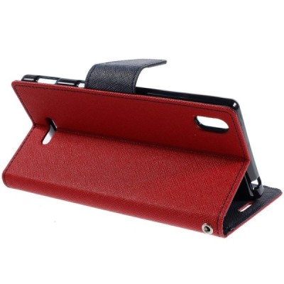 Sony Xperia T3 Mercury raudonas atverčiamas dėklas - piniginė / Priedai.lt