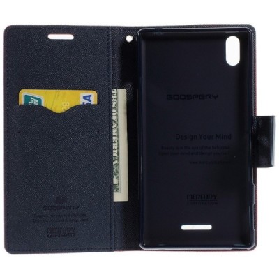 Sony Xperia T3 Mercury raudonas atverčiamas dėklas - piniginė / Priedai.lt