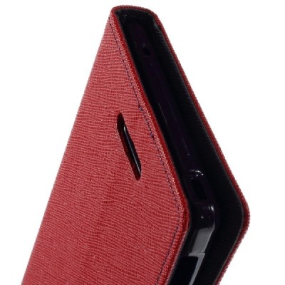 Sony Xperia T3 Mercury raudonas atverčiamas dėklas - piniginė / Priedai.lt