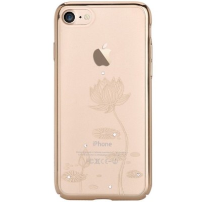 Apple iPhone 7 (iPhone 8) elegants Devia Lotus Garland Swarovski dzidrs (caurspīdīgs) zelta plastmasas apvalks ar kristāliem / V