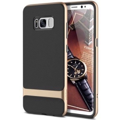 „Rock“ Royce sustiprintos apsaugos Samsung Galaxy S8 (G955) juodas aukso spalvos apvadais kieto silikono (TPU) ir plastiko dėkla