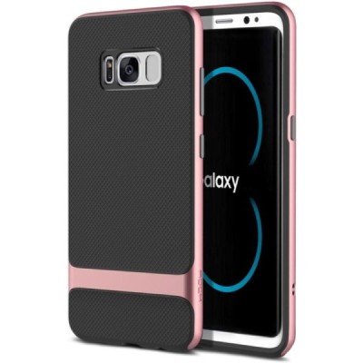 „Rock“ Royce sustiprintos apsaugos Samsung Galaxy S8+ (G955) juodas rožinės spalvos apvadais kieto silikono (TPU) ir plastiko dė