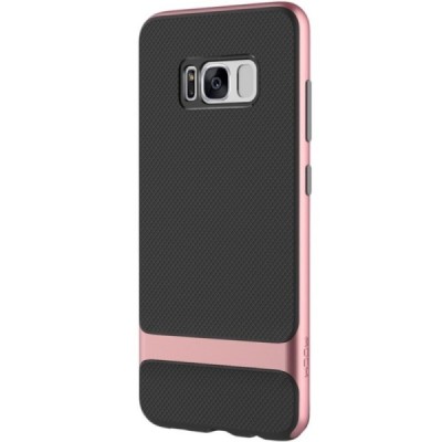 Samsung Galaxy S8+ (G955) „Rock“ Royce pastiprinātas aizsardzības melns apmales rozā krāsā apvalks / Vacins.lv