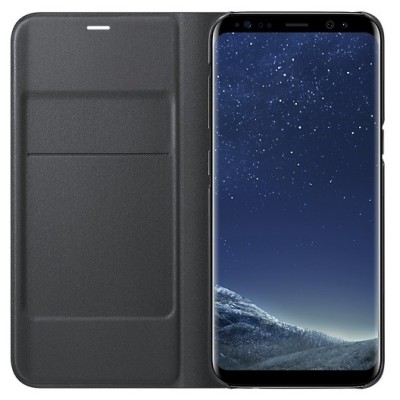 Samsung Galaxy S8 (G950) originalus Led View Cover atverčiamas juodas odinis dėklas - piniginė / Priedai.lt