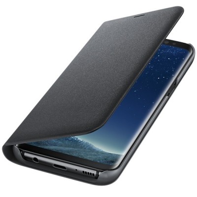 Samsung Galaxy S8 (G950) originalus Led View Cover atverčiamas juodas odinis dėklas - piniginė / Priedai.lt