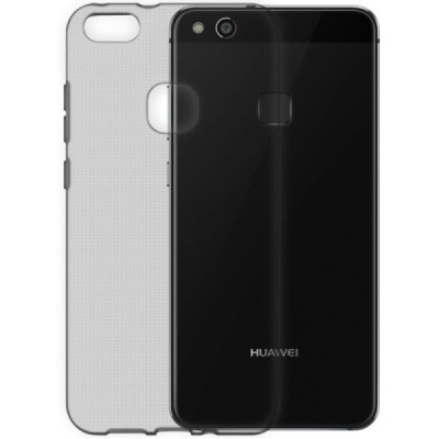 Huawei P10 Lite skaidrus (permatomas) kieto silikono TPU ploniausias pasaulyje pilkas dėklas / Priedai.lt