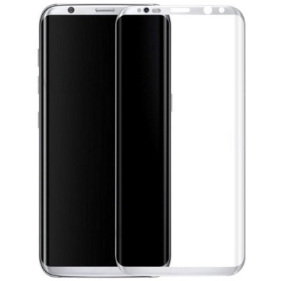 Samsung Galaxy S8+ (G955) „Calans“ 9H Tempered Glass sustiprintos apsaugos sidabrinis pilnai dengiantis apsauginis ekrano stikla