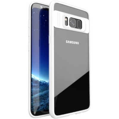 „IPAKY“ Frame Samsung Galaxy S8 (G955) skaidrus baltos spalvos apvadais kieto silikono (TPU) dėklas / Priedai.lt