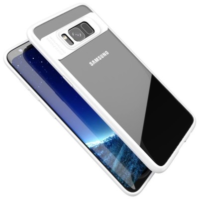 „IPAKY“ Frame Samsung Galaxy S8 (G955) skaidrus baltos spalvos apvadais kieto silikono (TPU) dėklas / Priedai.lt