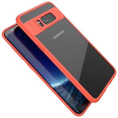 „IPAKY“ Frame Samsung Galaxy S8 (G955) skaidrus raudonos spalvos apvadais kieto silikono (TPU) dėklas / Priedai.lt