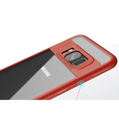 „IPAKY“ Frame Samsung Galaxy S8 (G955) skaidrus raudonos spalvos apvadais kieto silikono (TPU) dėklas / Priedai.lt