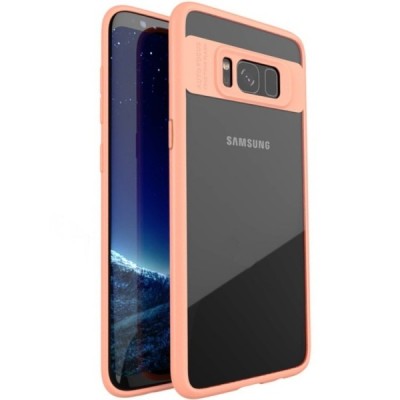 „IPAKY“ Frame Samsung Galaxy S8 (G955) skaidrus rožinės spalvos apvadais kieto silikono (TPU) dėklas / Priedai.lt