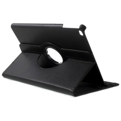 Apple iPad 9.7" 2017 (iPad 9.7" 2018) atvēramais melns ādas futrālis, grozās 360° grādu apjomā / Vacins.lv