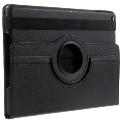 Apple iPad 9.7" 2017 (iPad 9.7" 2018) atvēramais melns ādas futrālis, grozās 360° grādu apjomā / Vacins.lv