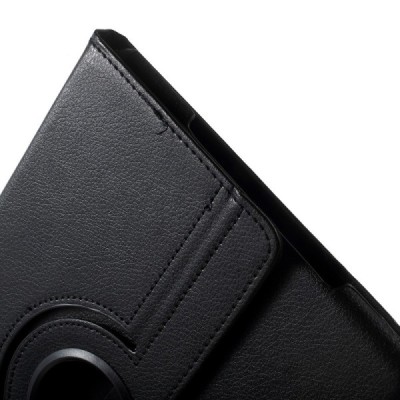 Apple iPad 9.7" 2017 (iPad 9.7" 2018) atvēramais melns ādas futrālis, grozās 360° grādu apjomā / Vacins.lv