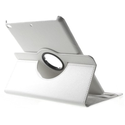 Apple iPad 9.7" 2017 (iPad 9.7" 2018) atvēramais balts ādas futrālis, grozās 360° grādu apjomā / Vacins.lv
