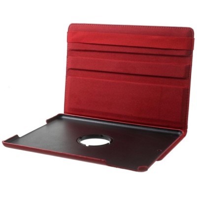 Apple iPad 9.7" 2017 (iPad 9.7" 2018) atvēramais sarkans ādas futrālis, grozās 360° grādu apjomā / Vacins.lv