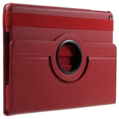 Apple iPad 9.7" 2017 (iPad 9.7" 2018) atvēramais sarkans ādas futrālis, grozās 360° grādu apjomā / Vacins.lv