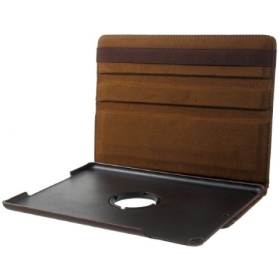 Apple iPad 9.7" 2017 (iPad 9.7" 2018) atvēramais brūns ādas futrālis, grozās 360° grādu apjomā / Vacins.lv