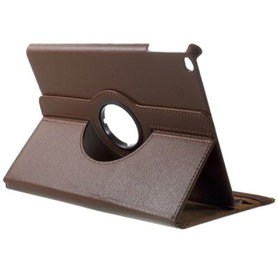 Apple iPad 9.7" 2017 (iPad 9.7" 2018) atvēramais brūns ādas futrālis, grozās 360° grādu apjomā / Vacins.lv