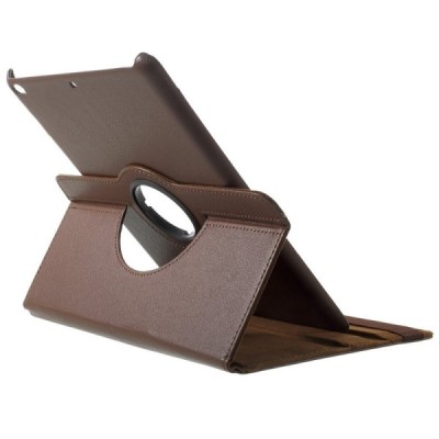 Apple iPad 9.7" 2017 (iPad 9.7" 2018) atvēramais brūns ādas futrālis, grozās 360° grādu apjomā / Vacins.lv