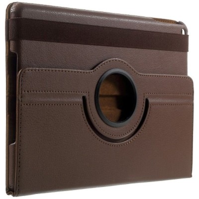 Apple iPad 9.7" 2017 (iPad 9.7" 2018) atvēramais brūns ādas futrālis, grozās 360° grādu apjomā / Vacins.lv