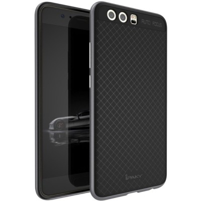 Huawei P10 Plus „IPAKY“ cieta silikona (TPU) melns apvalks (apmales - pelēkā krāsā) / Vacins.lv