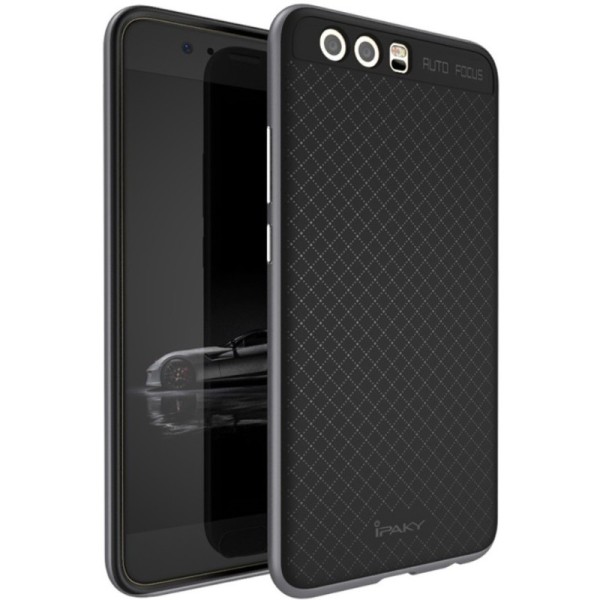 „IPAKY“ cieta silikona (TPU) apvalks - melns / pelēks (P10 Plus)