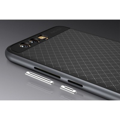 Huawei P10 Plus „IPAKY“ cieta silikona (TPU) melns apvalks (apmales - pelēkā krāsā) / Vacins.lv