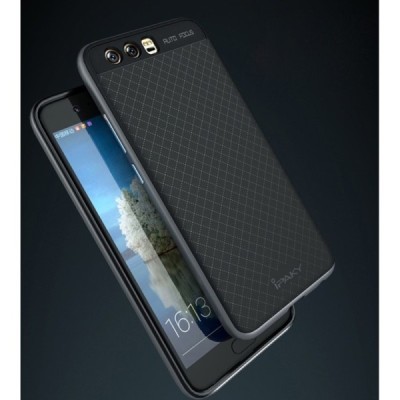 Huawei P10 Plus „IPAKY“ cieta silikona (TPU) melns apvalks (apmales - pelēkā krāsā) / Vacins.lv